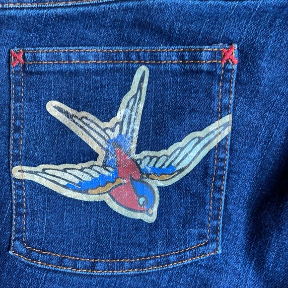 Vintage Sailor Jerry Tattoo Lowrise Bell Bottom Jeans NWOT - Picture 4 of 12